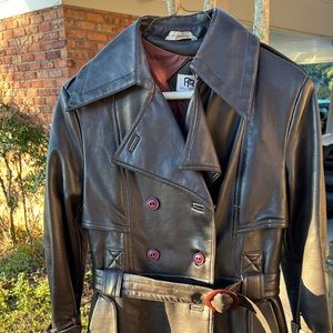 Authentic Vintage PVC vegan leather trench coat…size S/M DARK BROWN